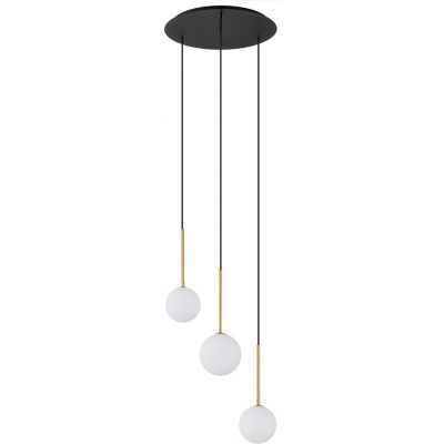 Nowodvorski Lighting Karo lampa wisząca 3x12 W biała-czarna-złota 10304