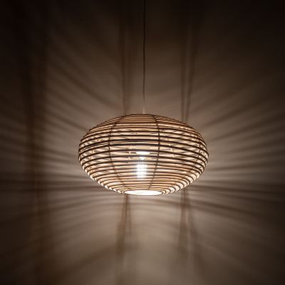 Nowodvorski Lighting Rattan lampa wisząca 1x25 W biała-drewno 11154