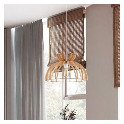Nowodvorski Lighting Kymi B lampa wisząca 1x60W biały/drewno 10571