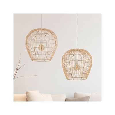 Nowodvorski Lighting Haiti lampa wisząca 1x25 W biała-drewno 11164