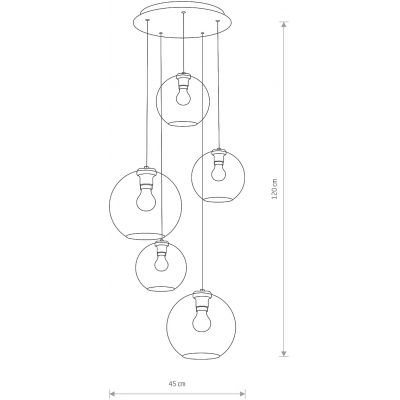 Nowodvorski Lighting Vetro lampa wisząca 5x25 W czarna-przydymiona 7642