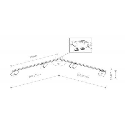 Nowodvorski Lighting Mono Corner lampa podsufitowa x10 W czarna-złota 7700