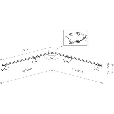 Nowodvorski Lighting Mono lampa podsufitowa 8x10 W czarna-mosiądz 7755