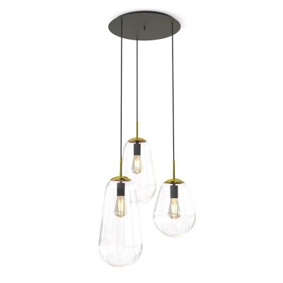Nowodvorski Lighting Pear lampa wisząca 3x25 W czarna-mosiądz-przezroczysta 7794