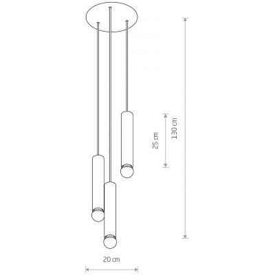 Nowodvorski Lighting Baton lampa wisząca 3x10 W czarna-mosiądz 7855