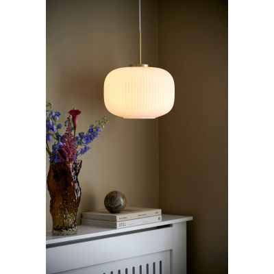 Nordlux Milford lampa wisząca 1x40W biały opal/mosiądz  2213213001