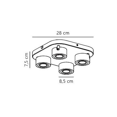 Nordlux Clyde lampa podsufitowa 4x3,5 W czarna 2412256003