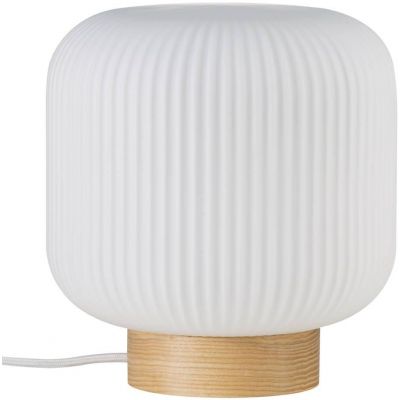 Nordlux Milford lampa stołowa 1x40W biały opal/drewno 48915001