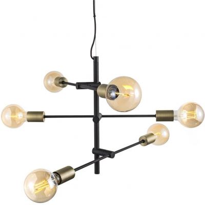 Nordlux Josefine lampa wisząca 6x28W czarny mat/mosiądz 48933003