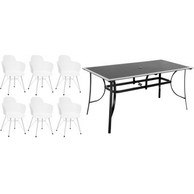 Mirpol Uran zestaw ogrodowy 6-osobowy stół i krzesła aluminium/biały (M150,  SL7046WBIAŁE)