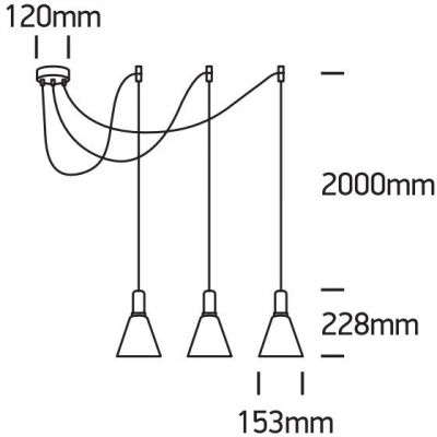 One Light Tala lampa wisząca 3x10 W czarna-mosiądz szczotkowany 63122B/BBS