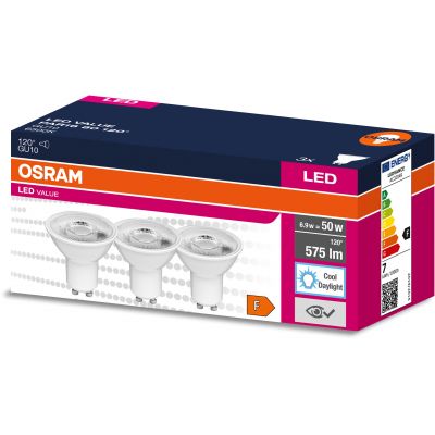 Osram Value żarówki LED Multipack 3x6,9 W 6500 K GU10