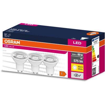 Osram Value żarówki LED Multipack 3x6,9 W 2700 K GU10