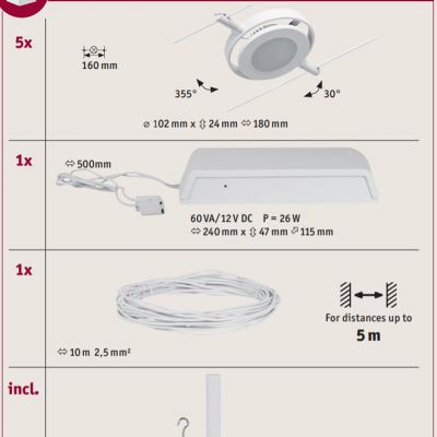 Paulmann Round Mac system linkowy 5x4,5W LED biały 94416