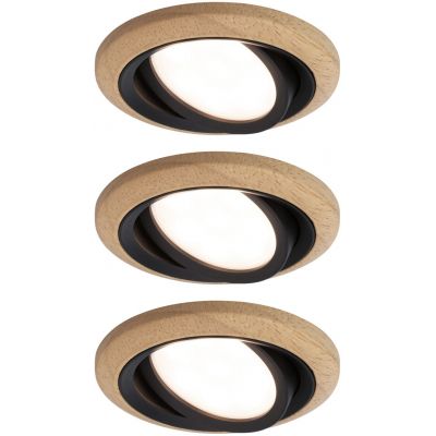 Paulmann Lanati lampa do zabudowy 3x6 W czarna-drewno 92237