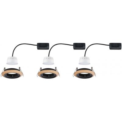 Paulmann Lanati lampa do zabudowy 3x6 W czarna-drewno 92237