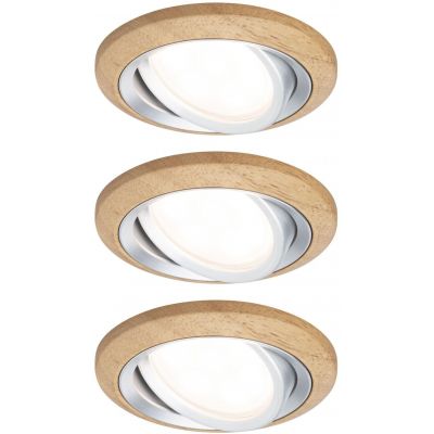 Paulmann Lanati lampa do zabudowy 3x6 W aluminium-drewno 92239
