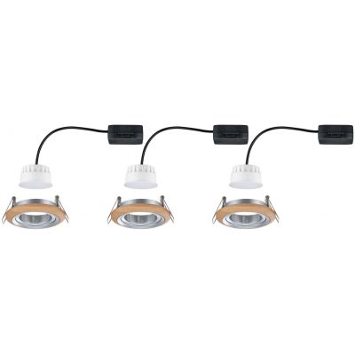 Paulmann Lanati lampa do zabudowy 3x6 W aluminium-drewno 92239