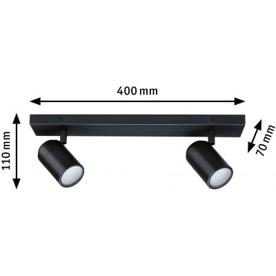 Paulmann Zyli lampa podsufitowa 2x10 W czarna 66775