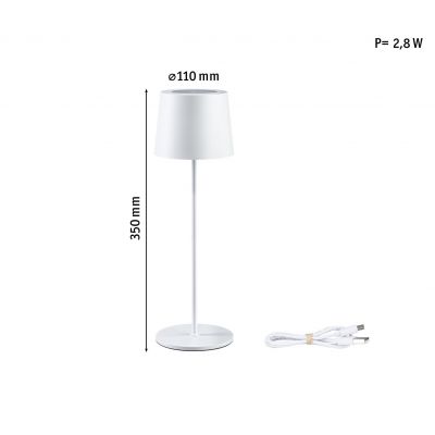 Paulmann Gilo lampa stołowa 1x2,8 W biała PL76997