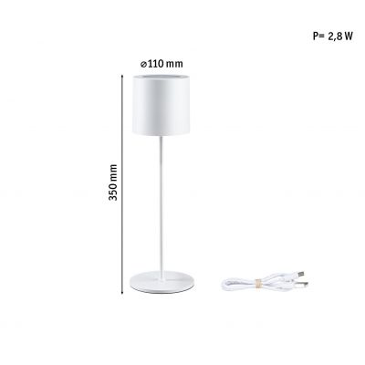 Paulmann Tuni lampa stołowa 1x2,8 W biała PL76999