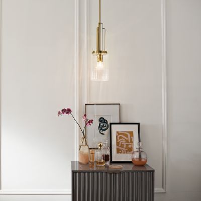 Quintiesse Kimrose lampa wisząca 1x40 W szczotkowany naturalny mosiądz QN-KIMROSE-MP-BNB