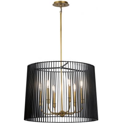 Quintiesse Linara lampa wisząca 6x60 W czarna-mosiądz QN-LINARA-6P-BK