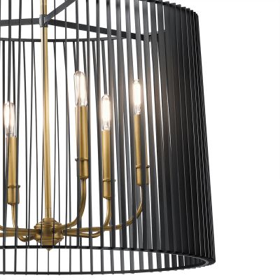 Quintiesse Linara lampa wisząca 6x60 W czarna-mosiądz QN-LINARA-6P-BK