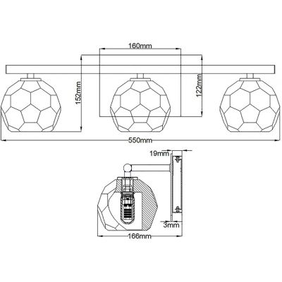 Quintiesse Regalia kinkiet zewnętrzny 3x3 W polerowany chrom/przezroczysty QN-REGALIA3-PC-BATH