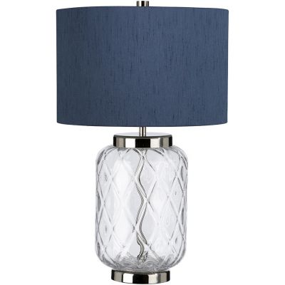 Quintiesse Sola lampa stołowa 1x60 W polerowany nikiel/przezroczysta/niebieska QN-SOLA-TL-S-BLU