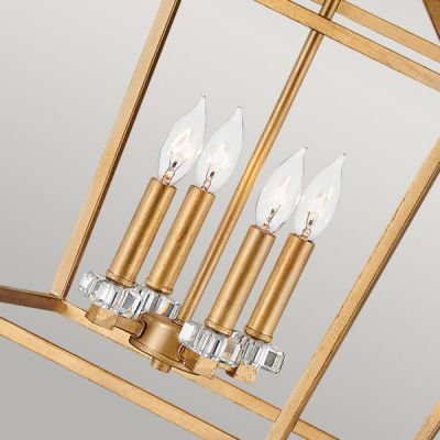 Quintiesse Stinson lampa wisząca 4x60 W czarna-postarzany mosiądz QN-STINSON-4P-L-DBR