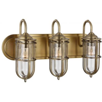 Quintiesse Urban Restoration kinkiet 3x60 W antyczny ciemny mosiądz-przezroczysty QN-URBANREST3