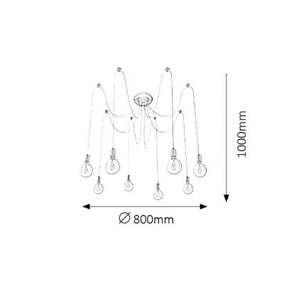 Rabalux Caspar lampa wisząca 10x60 W czarna 2224