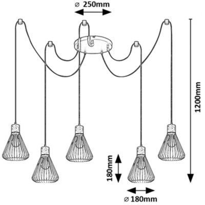 Rabalux Farfalle lampa wisząca 5x40W czarny/drewno 3150