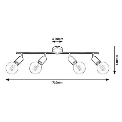 Rabalux Lamar lampa podsufitowa 4x40 W czarna 3989