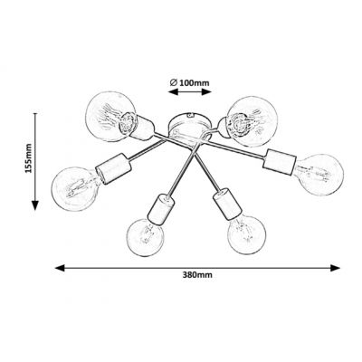 Rabalux Lamar lampa podsufitowa 6x40 W czarna 3990
