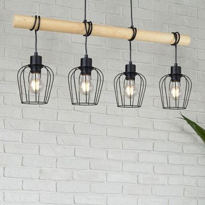 Rabalux Fabian lampa wisząca 4x40W czarny/drewno 5247