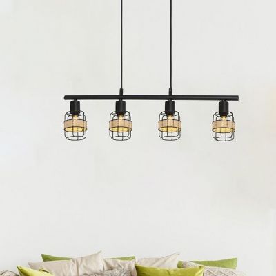Rabalux Indiana lampa wisząca 4x25W czarny mat/naturalny 5284