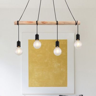 Rabalux Pablo lampa wisząca 4x40W czarny mat/drewno 3980