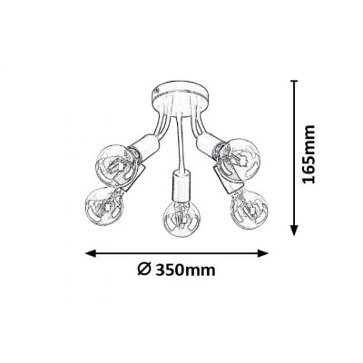 Rabalux ALMUS lampa podsufitowa 5x60 W czarna 6809