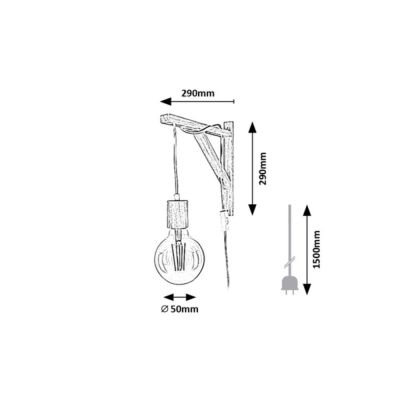 Rabalux Ubul kinkiet 1x60W drewno 71028