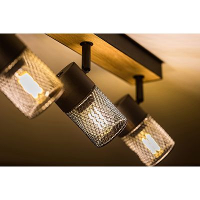 Rabalux Metta lampa podsufitowa 4x14W czarny/dąb 71154