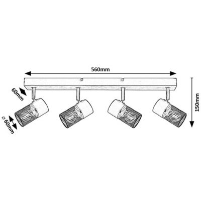 Rabalux Metta lampa podsufitowa 4x14W czarny/dąb 71154