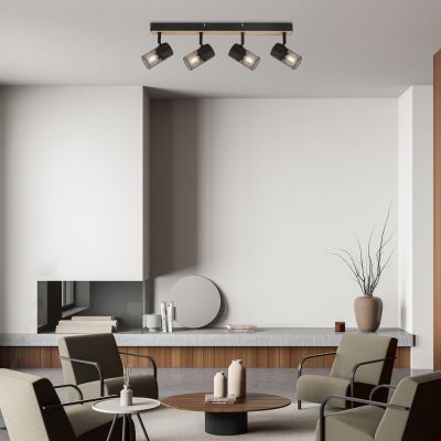 Rabalux Metta lampa podsufitowa 4x14W czarny/dąb 71154