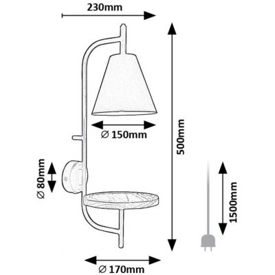 Rabalux Azome kinkiet 1x15 W czarny-drewno 71293