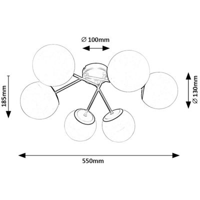 Rabalux Meduza lampa podsufitowa 6x20 W biała-czarna 71294