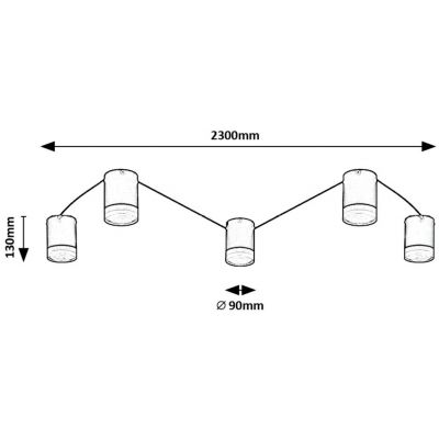 Rabalux Looplab lampa podsufitowa 5x28 W czarna 71295