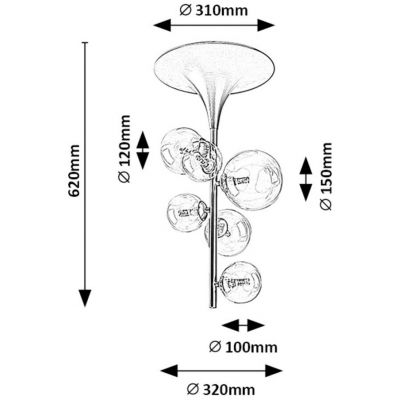 Rabalux Aslov lampa podsufitowa 5x28 W przezroczysta-złota 71298