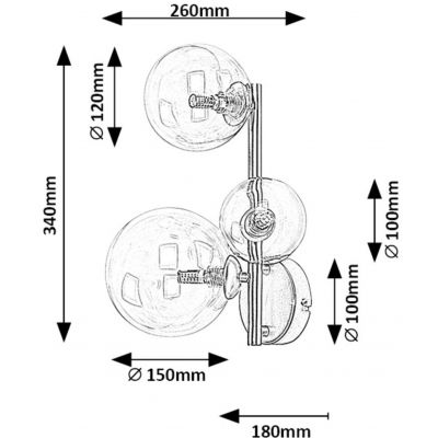 Rabalux Aslov kinkiet 3x28 W przezroczysty-złoty 71299