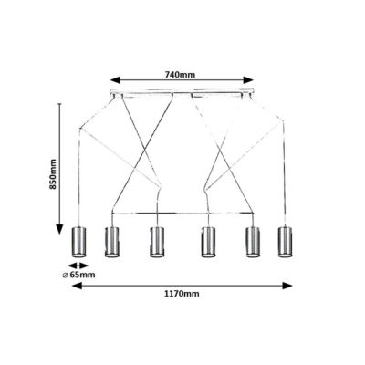 Rabalux Aslaug lampa wisząca 6x50W czarny mat 72018
